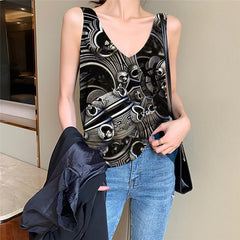 Gear Tank Top Women Metal Tank Tops Casual Engine Vest Print Punk Rock Sleeveless 3d