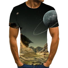 Pluto T-shirt Men Moon Funny T shirts Galaxy Shirt Print Landscape Tshirt Printed