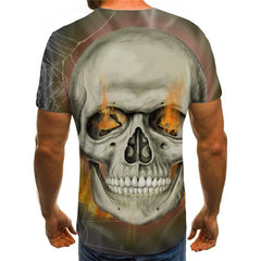 Skull T shirt Men Flame Tshirts Casual Spider Web Shirt Print Hip Hop T-shirts 3d