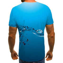 Water Droplets T shirt Men Blue Shirt Print Harajuku Funny T shirts Novel Anime Clothes