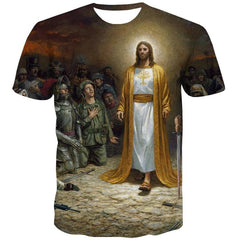 Christian T shirt Men Jesus Tshirts Casual Blood Shirt Print War Funny T shirts