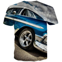 Racing Car T-shirt Men Metal T-shirts 3d City Shirt Print Gray T-shirts Graphic Retro Tshirts Novelty
