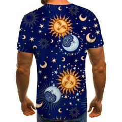 Hippie T-shirt Men Sun Tshirt Printed Moon Anime Clothes Star Funny T shirts