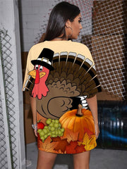 Thanksgiving T Shirt Women Animal Tshirt Printed Maple Leaf Shirt Print