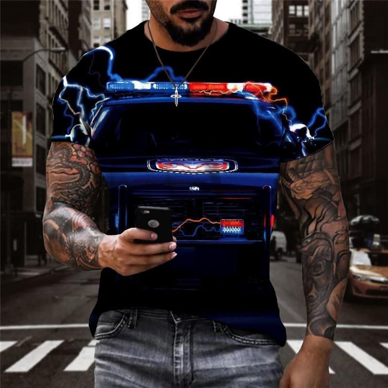 
Car T shirt Men Lightning Shirt Print Hip Hop Tshirt Printed Harajuku Tshirts Casual
                