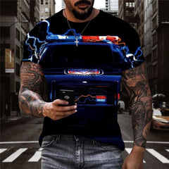 Car T shirt Men Lightning Shirt Print Hip Hop Tshirt Printed Harajuku Tshirts Casual