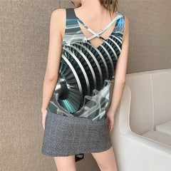 Metal Tank-Top women Engine Vest Print Gear Vest Printed Motorcycle Funny Top