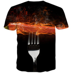 Flame T shirts Men Chili Tshirts Casual Harajuku Tshirt Printed Black T-shirts Graphic - KYKU