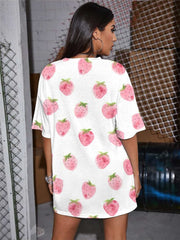 Strawberry T-shirt Women Lovely Funny T shirts Painting Punk Rock Harajuku Summer