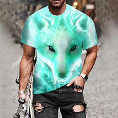 Wolf T shirt Men Animal Shirt Print War Tshirts Casual Flame T-shirts 3d