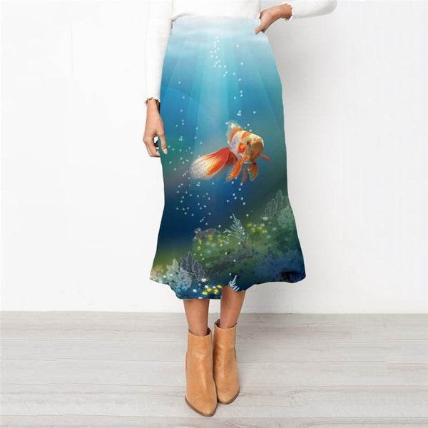 Fish Skirt Women Ocean Skirt Ladies Animal School skirt Colorful Rock Frauen