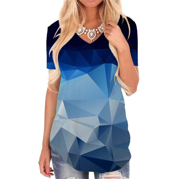 Geometric T Shirt Women Psychedelic T-shirts 3d Vortex Funny T shirts Square V-neck Tshirt