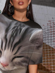 Cat T Shirt Women Animal Gothic Lovely Shirt Print Harajuku Summer