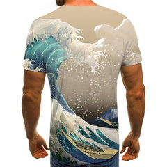 Waves T-shirt Men Sail Anime Clothes Surf Funny T shirts Ocean Shirt Print