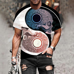 Skull T shirt Men Yin And Yang Tshirts Casual Skeleton Tshirt Printed Funny Funny T shirts