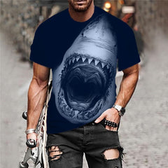 Shark T shirt Men Ocean Tshirts Casual Animal Shirt Print Black Anime Clothes