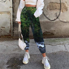 Forest Trousers Women Landscape Trouser Fishing 3d Printed Women Sweatpants - KYKU