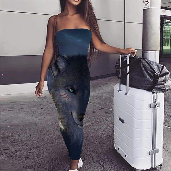 Wolf Dress Women Animal Party Anime Boho Cloud Ladies Dresses Womens Clothing - KYKU