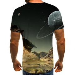 Pluto T-shirt Men Moon Funny T shirts Galaxy Shirt Print Landscape Tshirt Printed