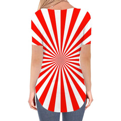 Dizziness T-shirt women Abstract Tshirts Printed Stripe V-neck Tshirt Harajuku Shirt Print