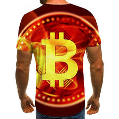 Bitcoin T shirt Men Flame Funny T shirts Red Anime Clothes Retro Shirt Print