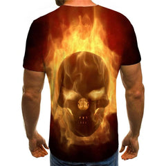 Skull T shirt Men Flame Tshirt Printed Gothic Anime Clothes Funny Shirt Print