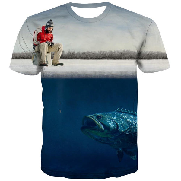 fishing T-shirt Men fish T shirts Funny Short Sleeve Hip hop Tee Top