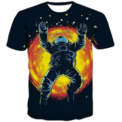Astronaut T-shirt Men Flame Shirt Print Space Tshirts Casual Earth T-shirts 3d