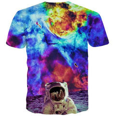Astronaut T-shirt Men Nebula Tshirt Printed Colorful Tshirts Casual Space T-shirts 3d