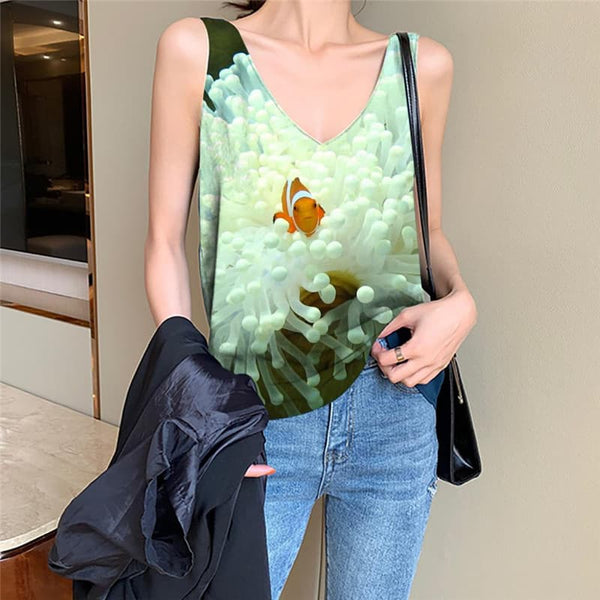 Fish Tank Top Women Fishinger Vest Print Animal Vest Printed Tropical Sleeveless 3d White Anime Clothes