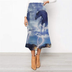 Indios Skirts Women Horse Rock Frauen Lightning High waist skirts War Skirt Ladies - KYKU