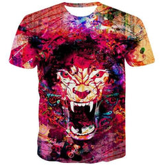 Tiger T-shirt Men Animal Tshirt Anime Graffiti T-shirts Graphic Art Tshirts Novelty Colorful T shirts Funny Short Sleeve Hip hop - KYKU