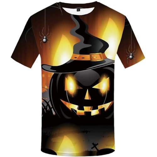 Halloween T-shirt Men Pumpkin Tshirts Casual Lantern Tshirt Printed Party T shirts Funny Harajuku Shirt Print Short Sleeve - KYKU