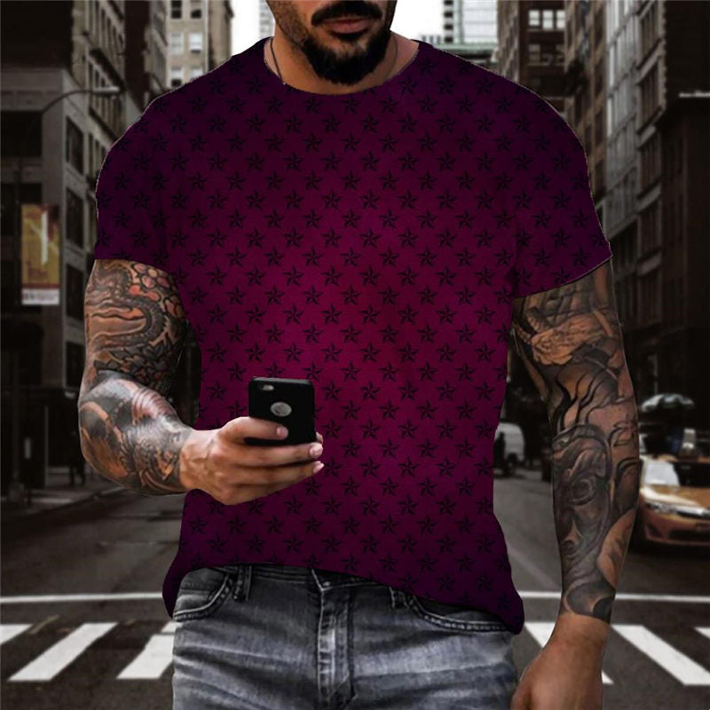 
Deep fuchsia  pentagram texture tshirts 3D tshirt special texture art costume different man Cool
                