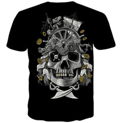 Skull T-shirt Men Military Tshirts Casual Metal Tshirts Cool Hip Hop Tshirt Printed Punk Rock T-shirts 3d Short Sleeve T shirts - KYKU