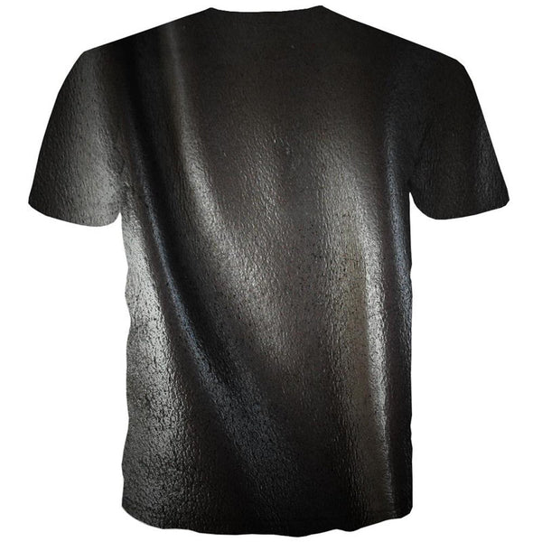 
Reflective black leather texture tshirt special texture Casual shirt 3D art costume different Casual men
                