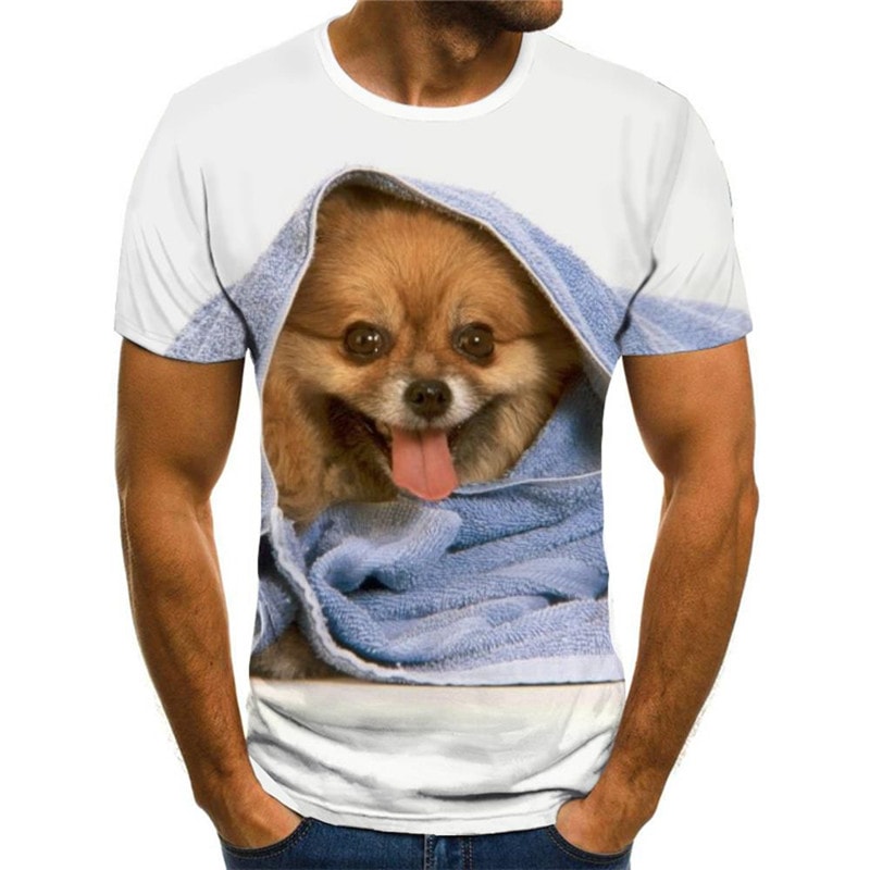 
dog tshirt 3D tshirt Puppy Cute animal big Smart dogs male Casual art costume
                