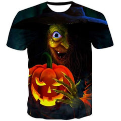 Halloween T-shirt Men Pumpkin Tshirts Casual Witch Tshirts Novelty Punk Tshirts Cool Gothic T shirts Funny Short Sleeve Fashion - KYKU