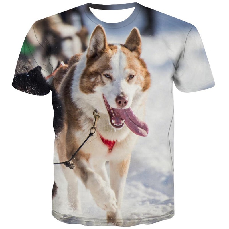 
t shirts Husky dog Puppy Cute Pets Novelty 3D shirt art costume big Smart Husky dogs men Casual
                