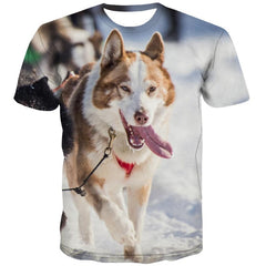 t shirts Husky dog Puppy Cute Pets Novelty 3D shirt art costume big Smart Husky dogs men Casual