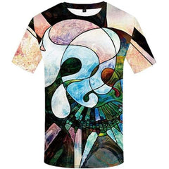 Rabbit T-shirt Men Colorful Tshirts Cool Geometric T-shirts 3d Graffiti Tshirts Novelty Art T-shirts Graphic Short Sleeve summer - KYKU