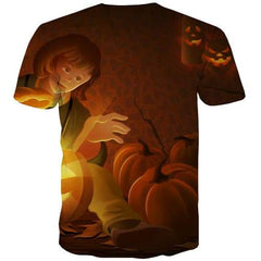 Halloween T shirts Men Cosplay Tshirts Casual Pumpkin Tshirt Anime Flame Tshirts Novelty Harajuku T shirts Funny Short Sleeve - KYKU