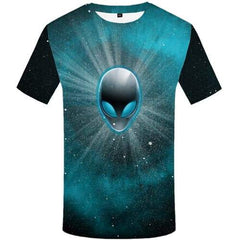 Alien T-shirt Men Skull T-shirts 3d Galaxy Space Tshirt Printed Nebula Shirt Print Aurora Tshirt Anime Short Sleeve summer Mens - KYKU