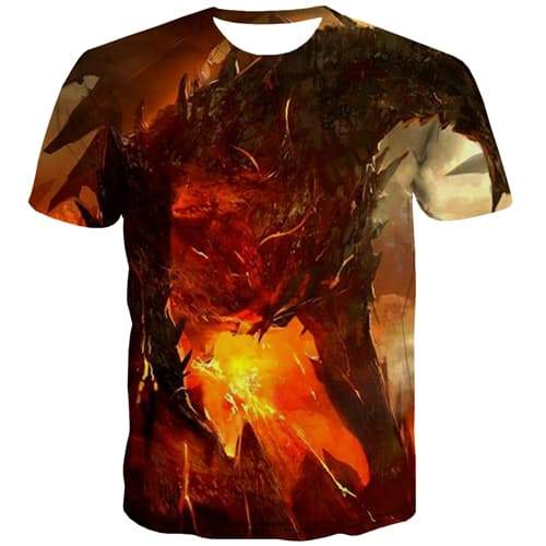 Monster T shirts Men Flame Shirt Print Hip Hop T shirts Funny Halloween Tshirt Anime Terror Tshirts Casual Short Sleeve T shirts - KYKU