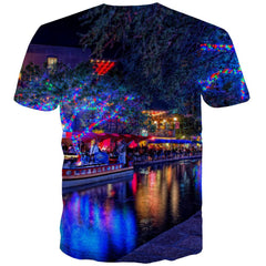 street lighting t shirt festival Cool Casual Christmas men art costume