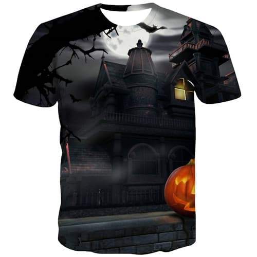 Moon T shirts Men Bat Tshirts Cool Halloween Tshirt Anime Terror Tshirt Printed Hip Hop T-shirts Graphic Short Sleeve Punk Rock - KYKU