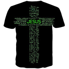Jesus T shirts Men Cross Tshirts Novelty Christian Tshirts Cool Letter Tshirt Printed Black T-shirts 3d Short Sleeve Fashion Men - KYKU