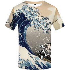 Wave T shirts Men Art Tshirts Cool Pirate Tshirts Novelty Cartoon T shirts Funny Animal Tshirt Printed Short Sleeve Fashion - KYKU