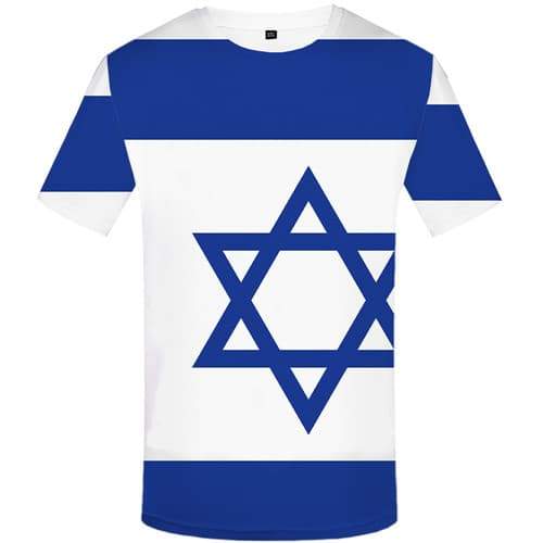 Israel Flag T shirts Men Geometric Tshirts Novelty White Tshirts Cool Art Tshirts Casual Harajuku Shirt Print Short Sleeve - KYKU