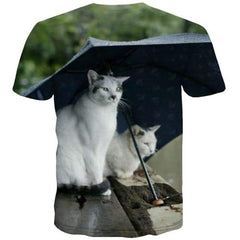 Cat T-shirt Men Animal Shirt Print Funny T shirts Funny Harajuku Tshirts Novelty Street Tshirts Casual Short Sleeve Punk Rock - KYKU